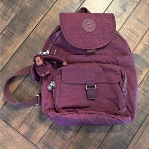 Kipling Queenie Nylon Backpack, Burgundy, Plum Color